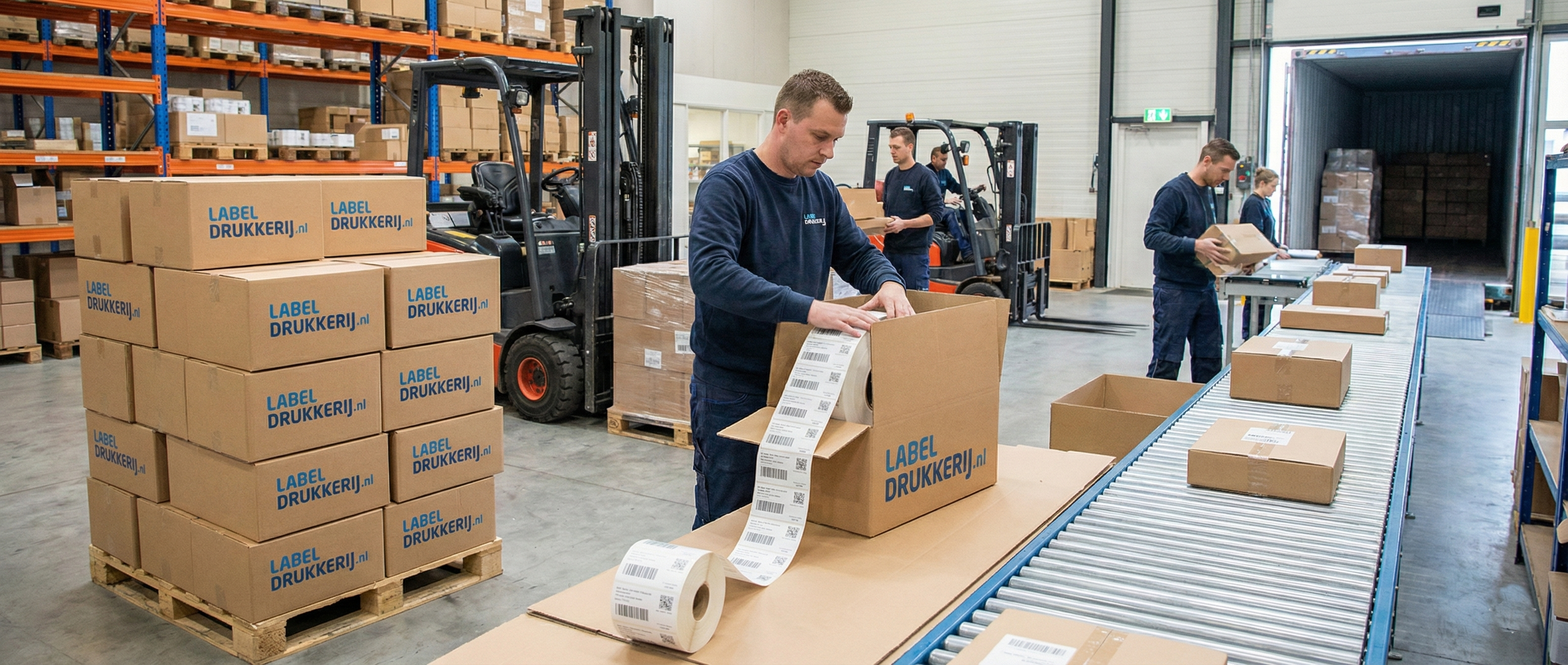 Rollen stickers verpakt voor levering